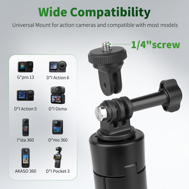 JOILCAN 25.2" Selfie Stick Tripod, Action Camera Vlog Tripod, Portable