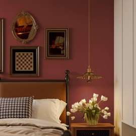 Ismoon Red Contact Paper - Vintage Peel and Stick Wallpaper, Removable Self-Adhesive, Dark Solid Color for Cabinets and Drawers, 17.7in x 118in