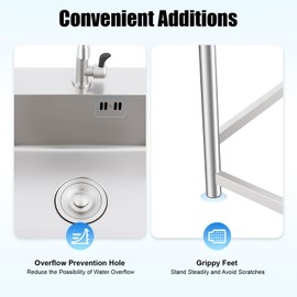 SNKOURIN Stainless Steel Utility Sink, Free Standing Single Bowl Kitchen Sink with Faucet for Farmhouse, Bathroom, Bar, Laundry Room (17.7 X 16 X 29.5 inch)