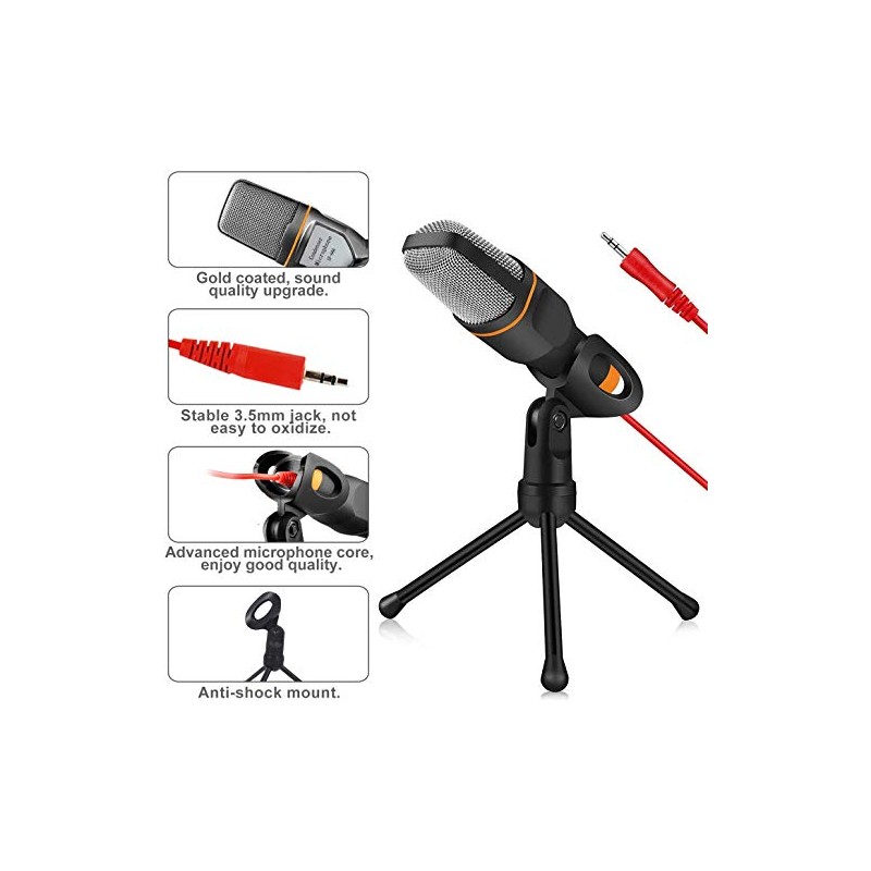 Micrófono para PC con Soporte Micrófono Condensador Semiprofesional con Tripié,