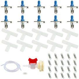 ANPTGHT Automatic Rabbit Watering System Kit, Rodent Poultry Watering System Bucket Connector Include 10 Nipple Drinker Feeders,ID 5/16'' Hose,Barb Valve Fitting to G 1/2'' Thread Connector