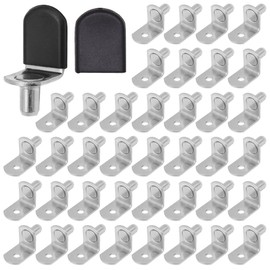 Hocansen Pack of 50 L Shape Shelf Brackets 6 mm Flat Spoon Type Shelf Brackets L Shelf Pins with Hole for Furniture, Cabinets and Bookshelves (Bronze/L)