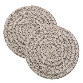 PPhtony Round Drink Coasters Cotton Woven Absorbent Bar Coasters Housewarming Gift for Coffee Tables Wooden Tabletop Minimalist Home Decor, Set of 2 (Mixed Beige)