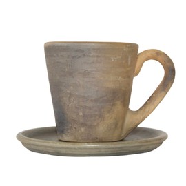 Genérico Taza Artesanal DIAGA | Juego de taza para café o té | Taza con plato para café| Taza de Barro Ahumado de Atzompa, Oaxaca | Hecha a mano 100% | Cada pieza es única