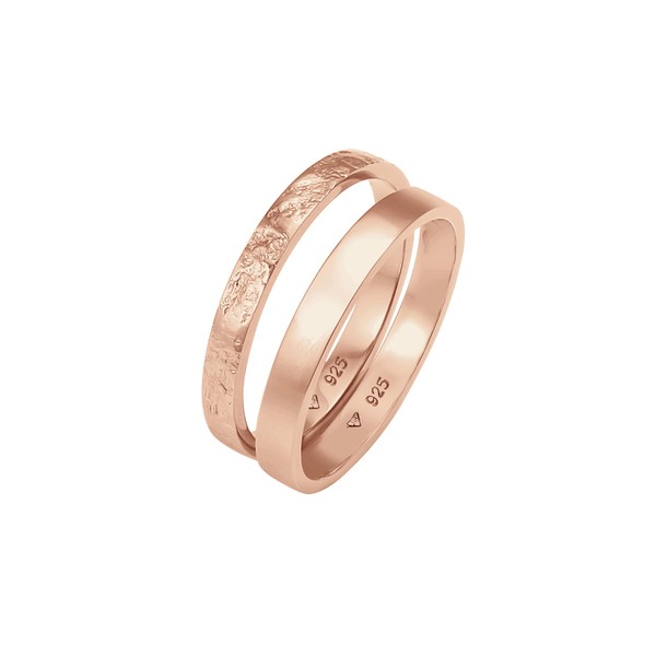 Elli Women's Ring Set Basic Look Hammered Combinable in 925