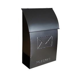 NACH Mailboxes for Outside Wall Mount, 15 x 9.5 x 4 inches, Black Wall Mounted Mailbox and Newspaper Holder, Waterproof Mailbox for Door - The No Admail Milano Mailbox