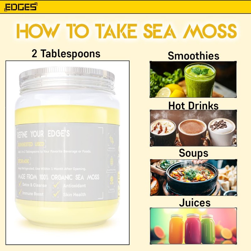 Edges Irish Sea Moss Gel 550ml - 100% Wildcrafted Sea