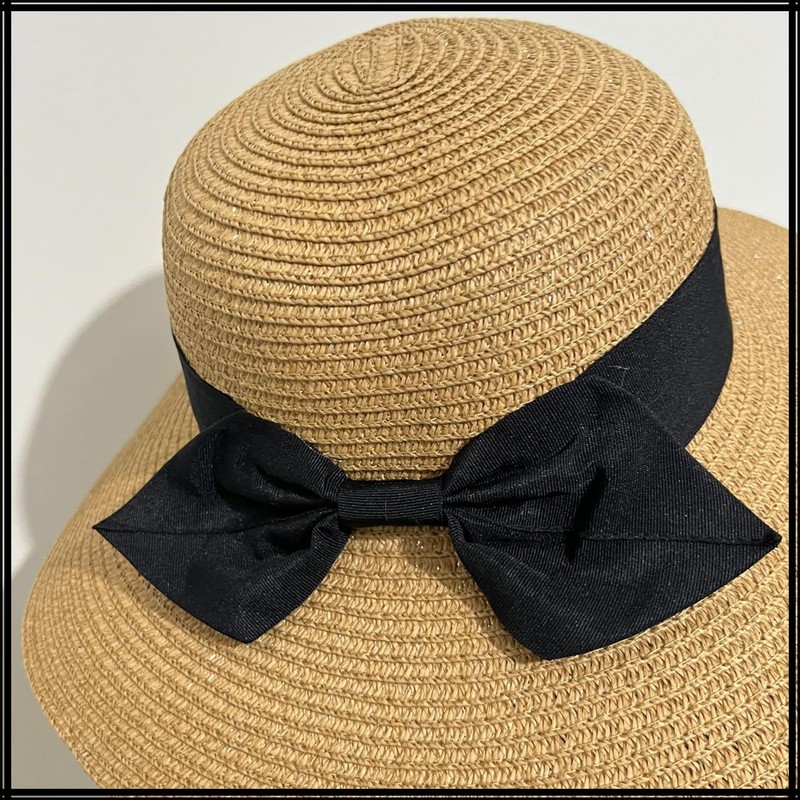White Fang CZA129 Women's Straw Hat, Large Brim, UV Protection,