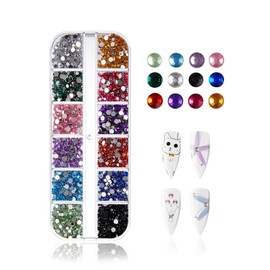 Nail Rhinestones, 12 Grid Nail Art Foil Glitter Sequins for Nail Decoration, Face Body Eyes Make Up, DIY Decals Decoration(12 Colors)