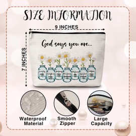 God Says You Are Christian Cosmetic Bag, Bible Bags for Women, Bible Verse Gifts for Women, Sunflower Travel Makeup Bag, Inspirational Birthday Gifts for Women Mom Aunt Friends Sisters -03