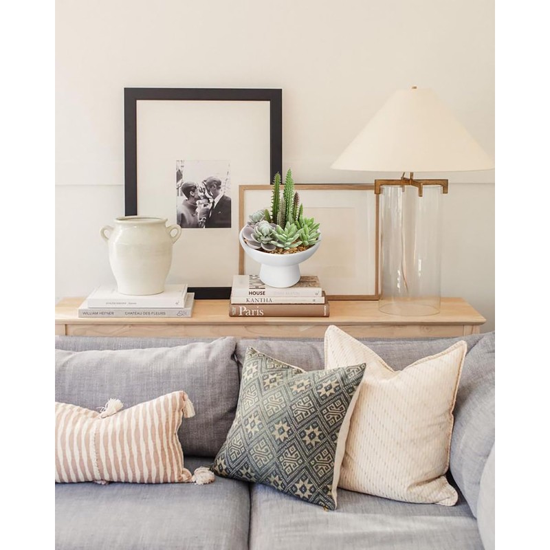 7.1” Small Succulents Cacti Plants Artificial in Ceramic Pots Potted