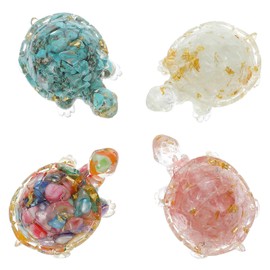 4Pcs Crystal Turtle Figurine Set Handmade Mini Sea Turtle Resin Decor Lucky Turtles divination Decor for Home Office Fish Tank Colorful Healing Crystal Animal Statue for Desk Shelf or Meditation Space