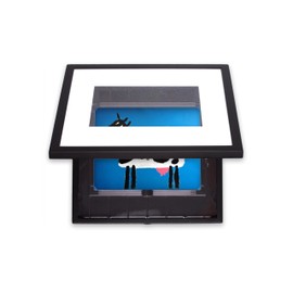 Dynamic Frames Front-Opening Storage Frame for 8.5x11 Prints; 17x17 Gallery Style with Acid-Free White Mat; Thin Profile; Includes Hanging Template & Hardware; Black Finish