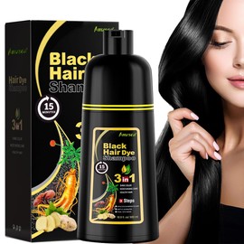AMZSEA Instant Shampoo for Black Hair, 3 in 1 Natural Hair Dye for Men and Women (Natural Black), 500 ml