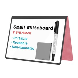 Portable Dry Erase Board,Reusable Whiteboard Notebook, Double-Sided White Board PU Cover 9.5"x6.6" with Marker,Wipe Cloth (Pink)