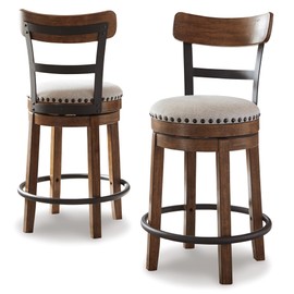 Signature Design by Ashley Signature Design by Ashley Valebeck Rustic Farmhouse 24.5a Counter Height Swivel Bar Stool, Brown