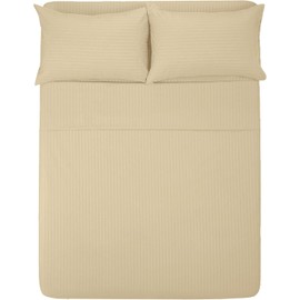Melocotton Juego de Sábana Individual de Microfibra 1800 grabada a Rayas, Extra Suave, fácil de Lavar, Bed Sheets