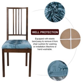 SearchI Seat Covers for Dining Room Chairs Stretch Printed Chair Seat Covers Set of 4, Removable Washable Upholstered Chair Seat Protector Cushion Slipcovers for Kitchen, Office(Summer Pattern)