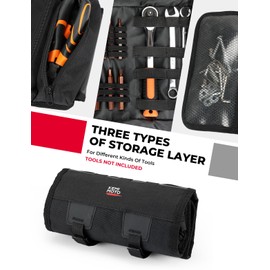 KEMIMOTO Motorcycle Tool Bag - Handlebar Kit Roll Up Organizer With Elastic Loops Pockets - Sturdy Pouch for Softail Dyna Sportster - Tools Not Included