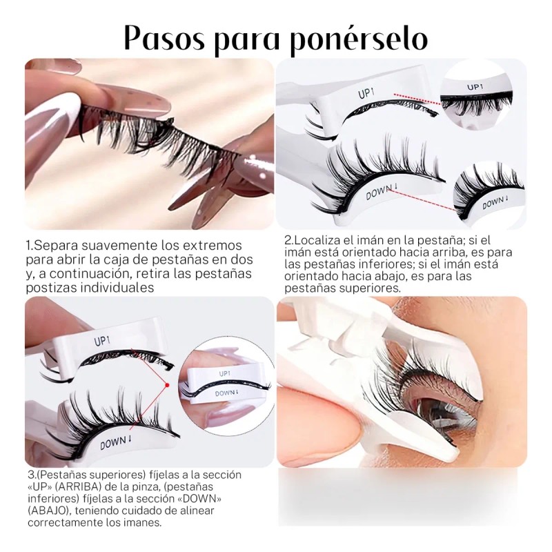 Kit De Pestañas Magnéticas Reutilizables Con Aplicador