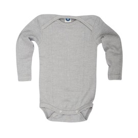 Cosilana Baby Bodysuit Long Sleeve 45% Organic Cotton 35% Organic Wool 20% Silk (74-80, Mottled Grey), grey mixed