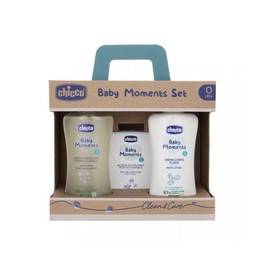 Chicco Set Baby Moments Con Gel de Baño 200 ml, Crema corporal 200 ml, Colonia 100 ml, 0+ meses
