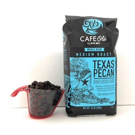 Cafe Ole Texas Pecan Whole Bean Coffee (3 Pack) Bundle with Goodcook Coffee Measure