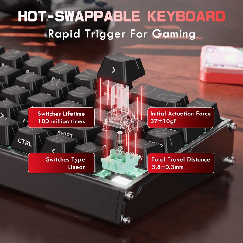 ATTACK SHARK X68MAX HE 60% Wired Magnetic Switch Keyboard,Full Aluminum