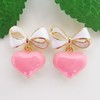 Navachi 18k Gold Plated Bow Heart Candy White Pink Enamel