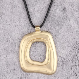 JAOYU Leather Necklace for Women Boho Gold Pendant Hippie Choker Necklace Chunky Pendant Necklace Long Necklaces Boho Style Jewelry