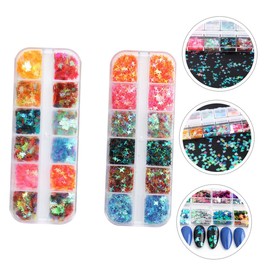 Housoutil Nail Sequins Glittering Maple Leaf Four-Pointed Star Flakes for Nail Safe Decorations for Professional and Home Use