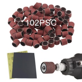 CZNBZIU Pack of 102 Sanding Sleeves Sanding Belts Sanding Caps Drill Sanding Bands Nail Cutter Attachment for Manicure Pedicure Nail Design Nail Art Nail Care