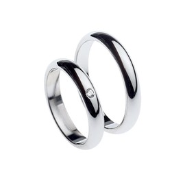 Pair of Wedding Rings 925 Sterling Silver with Zircon Free Engraving Rings Made in Italy, Zilver, No Gemstone