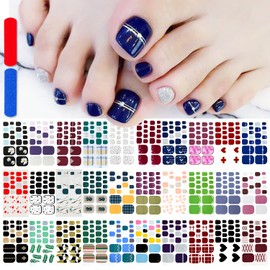 DANNEASY 30 Sheets Toe Nail Stickers Toenail Polish Strips Nail Wraps for Women Self Adhesive Toes Nail Polish Stickers Gel Nail Strips Toenails Manicure Sticker Nail Art Accessories with Nail File