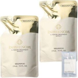 kurahooon Set of 2 Milbon Inphenom Shampoo Refill, 8.1 fl oz (230 ml), Includes Cotton Set, Refill, Hair Repairing Ingredient, Damage Repair
