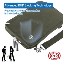 WALNEW Passport Holder for Travel Family, RFID-Blocking Travel Wallet Holder for 6 Passports, Water Resistant Bag Document Organizer for Cards, Cash, Boarding Passes, Tickets