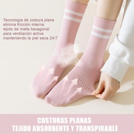 MBVBN 6 Pares Calcetines de Algodón para Mujer, Calcetines Deportivos con Patrón de Rayas, Casuales de Tobillo Alto, Cómodo y Transpirable