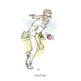 Farm Cottage Brands A5 Cricket Greeting card ‘King of Spin!' for thank you's, invitations, birthdays etc. Blank inside for your own message and supplied cellophane wrapped with an envelope (AC65)