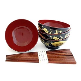Miso Bowl Set for Miso Soup Sachi Including Chopsticks Small Soup Bowls Set from Japan Diameter 11.6 cm, Height 6 cm