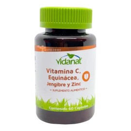 Vitamina C Equinácea Jengibre Y Zinc 60 Cápsulas Vidanat Sabor Sin sabor
