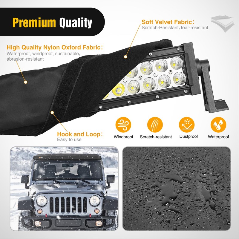 Nilight LED Light Bar Cover 52 Inches Black Nylon Protective