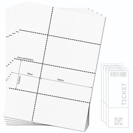 OfficeGear Event Tickets 4-up [25 sheets 100 tickets] 74mm x 210mm incl Stub Custom Printable A4 Card 150GSM with 4 Perforated Tickets/Sheet for Events, Raffles, Concerts - incl Design Template