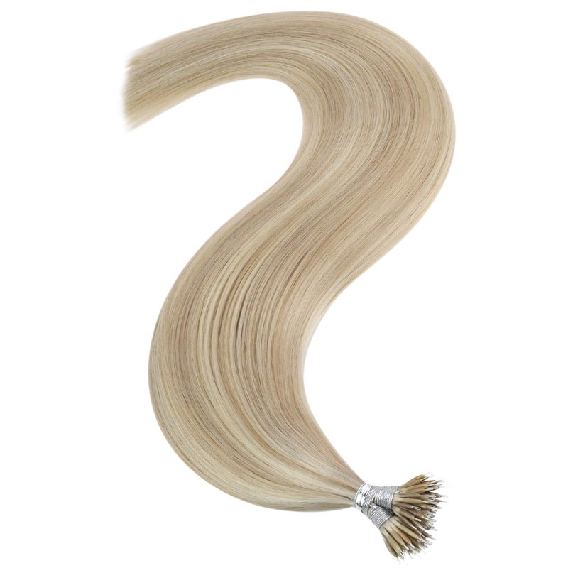 YoungSee Nano Ring Hair Extensions Human Hair Blonde 14inch Keratin