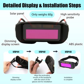 GEU Welding Goggles Auto Darkening Safety Welding Glasses Helmet Solar LCD Welder Eye Protection Anti-Scratch Lens Mask with Elastic Strap for TIG MIG ARC Weld Plasma Cut Grinding Welding Accessories