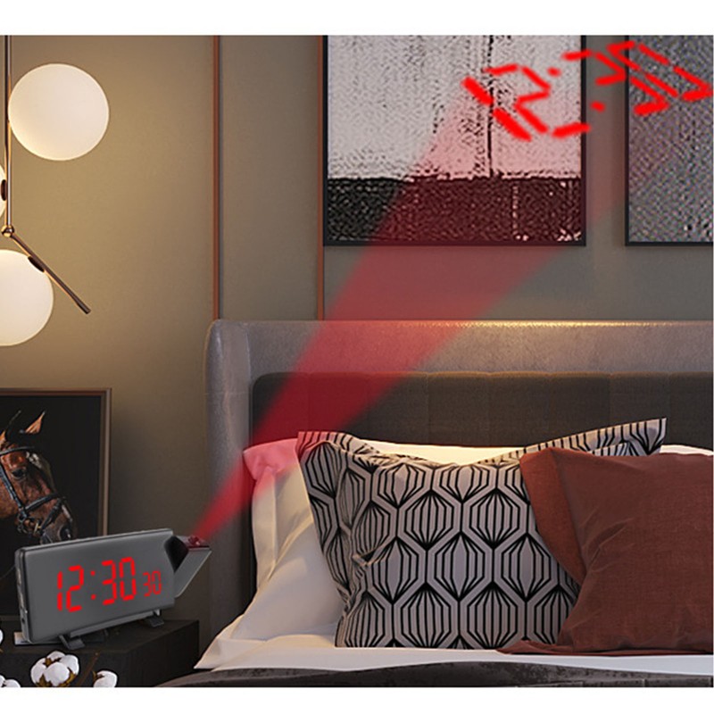 Projection Alarm Clock with 2 USB Ports LED Curved Display