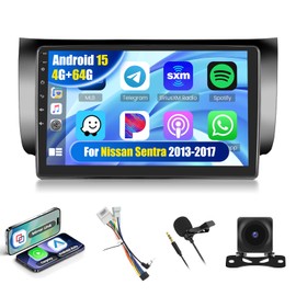 Realdio [4+64G] Car Stereo Radio for Nissan Sentra 2013 2014 2015 2016 2017 with Wireless CarPlay Android Auto MirrorLink 32EQ Bluetooth 5.0 - Vertical Clip