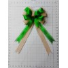 Handmade St Patrick's Day Bow, Green Satin Stripe, Burlap