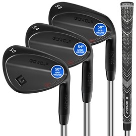 Gowolf Golf Wedges 50, 54, 58 Sets Right Hand, Forged Full Face Golf Wedge Set for Men, Premium Golf Gap Wedge Sand Wedge Lob Wedge Golf Club, Great Golf Gifts - CNC Milled Face for More Spin (Black)