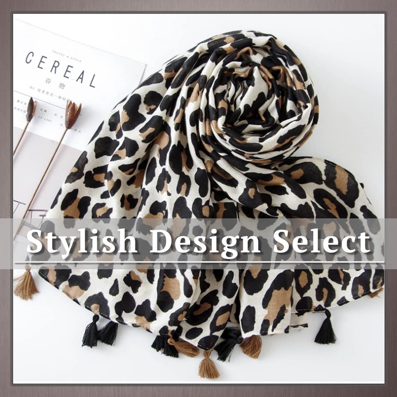 ONE LIMITATION SF002 Women's Scarf, Large, Leopard Print, Animal Casual,