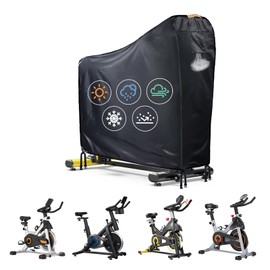 Stationary Bike Cover Waterproof Outdoor，Upright Exercise Bike Cover with Air Vent,Waterproof Strip,4 Windproof Buckles,All Weather Large Cover for Peloton Bike,Suitable for Peloton Bike+ and Schwinn